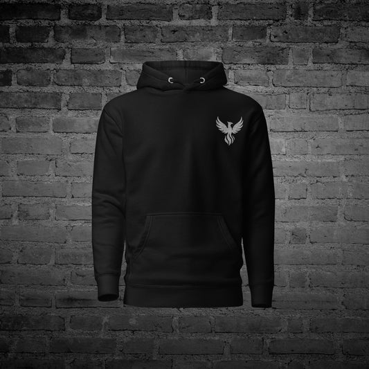 Black Our Generation Hoodie front view with awareness text design.

